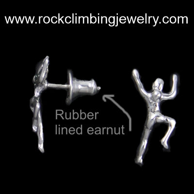 Climbing girl post earring single earring showing ear post and nut