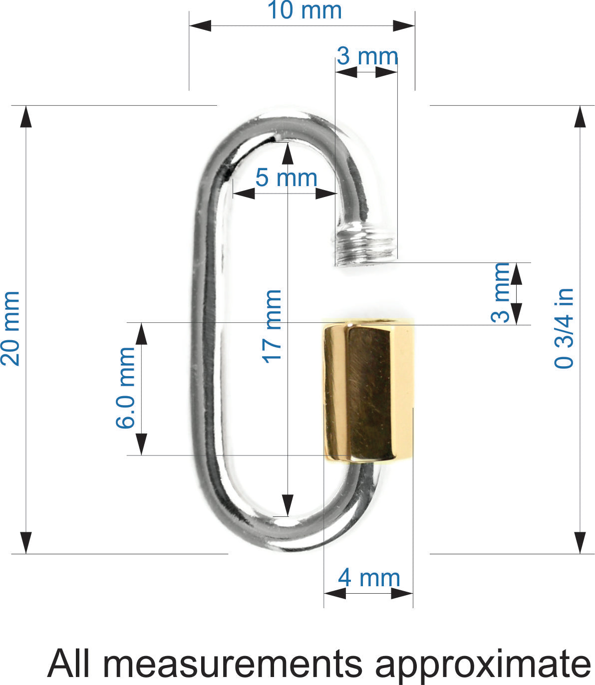 20 mm quick link mixed metal lock carabiner dimensions