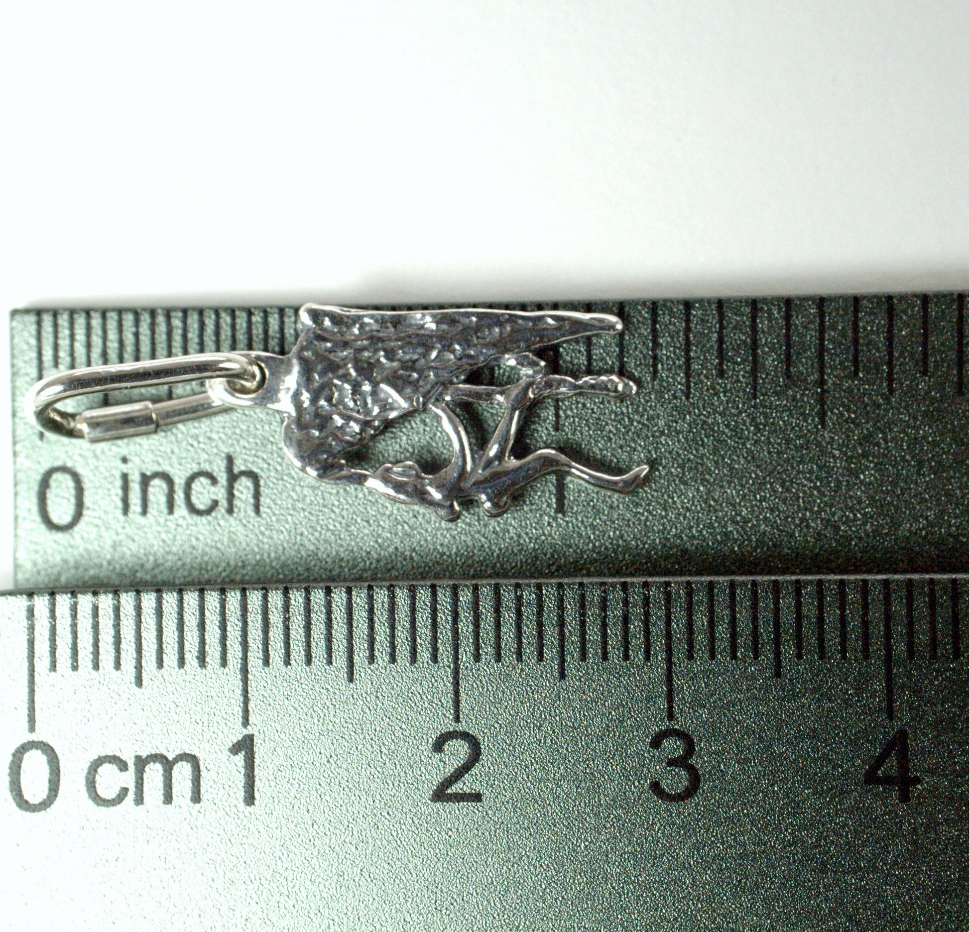 Ascending a rock face pendant handmade in sterling silver - Ruler view