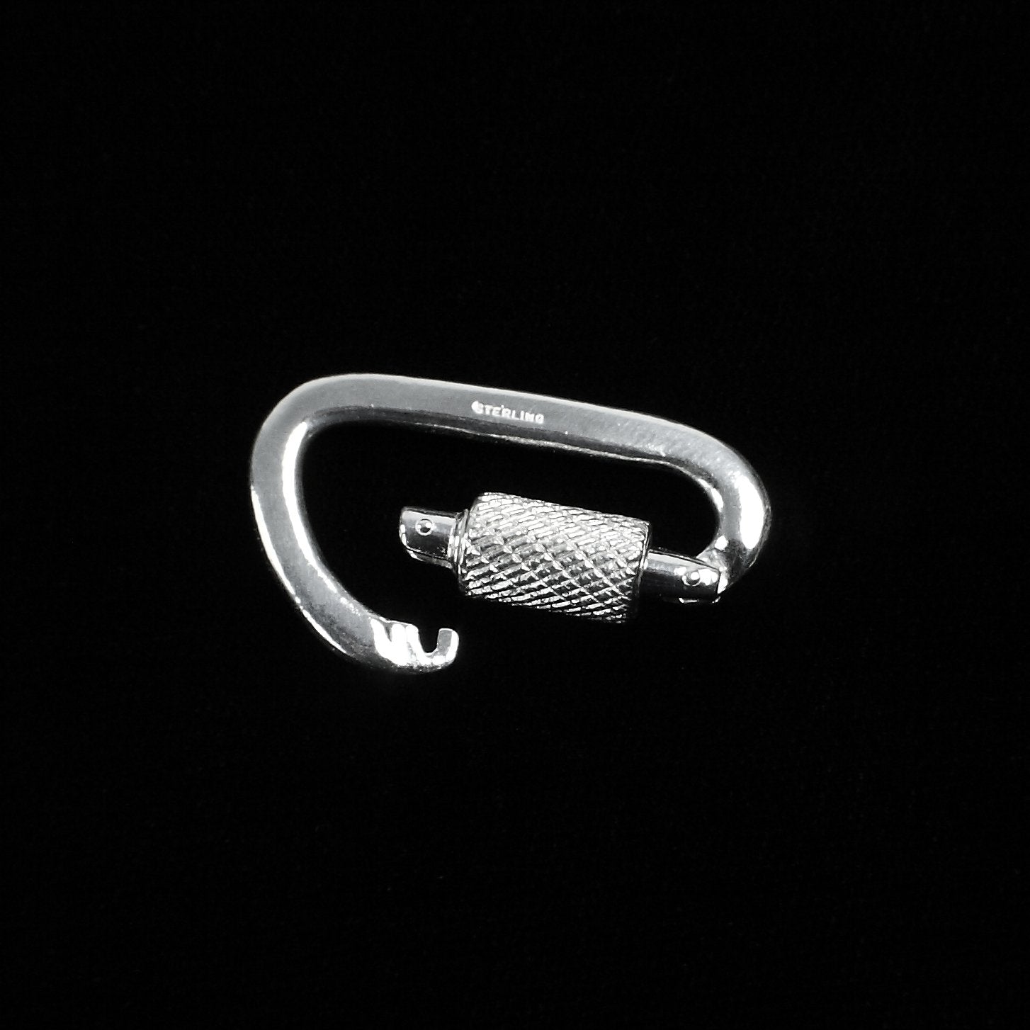 Functional 1.25 inch Carabiner Clasp - Handmade in sterling silver - Shown Open in position