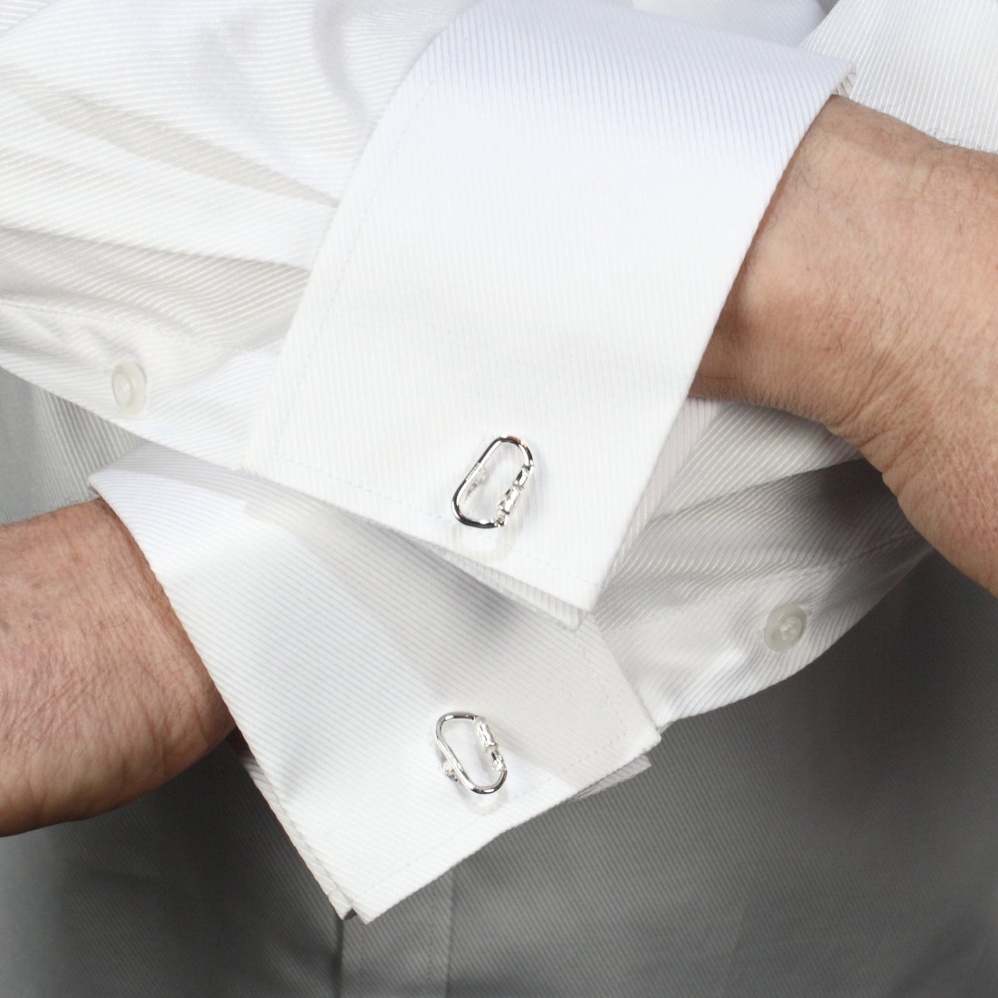 Functional Carabiner Cuff Link Pair -Sterling - Rock Climbing Jewelry