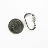 sterling silver miniature carabiner clasp-lock next to us dime for comparison