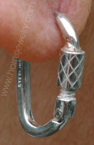 Carabiner Hoop Earrings - Handmade in sterling silver - One of a pair shown