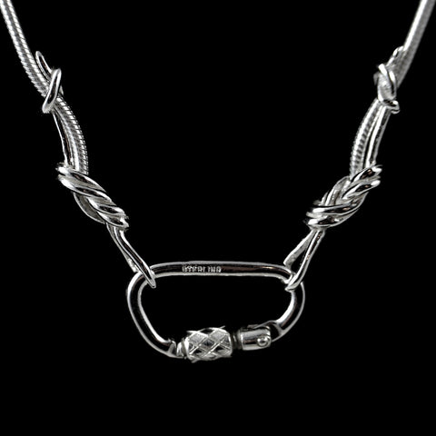 Climbing Rope Chain Necklace with Carabiner Clasp - Handmade in sterling silver - Detail