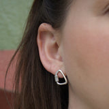 Artistic Carabiner Post Earrings in sterling silver - Modeled by Heather