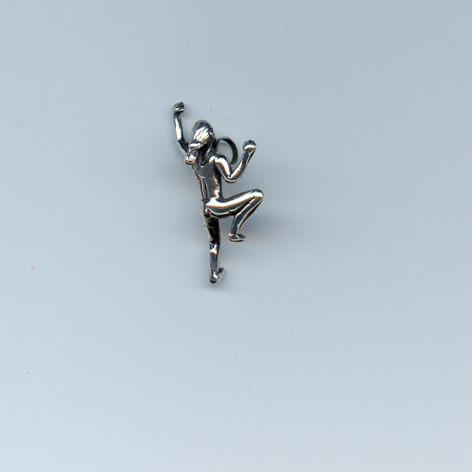 Climbing Girl Figurine Pendant - Handmade in sterling silver