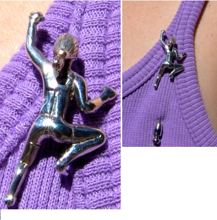 Climbing Girl Stickpin - Handmade in sterling silver