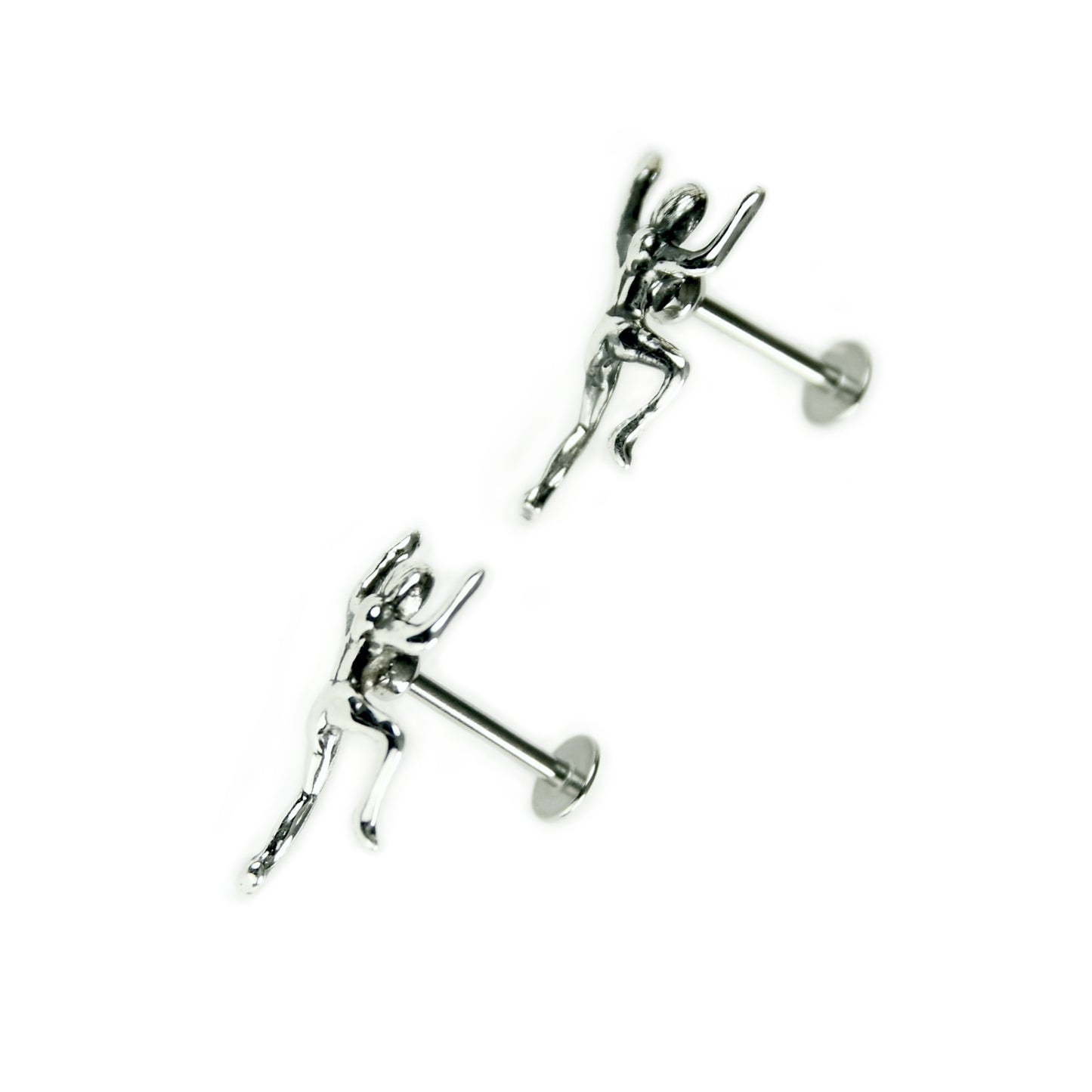 Climbing Girl Earring Pair - Sterling Silver - Rock Climbing Jewelry