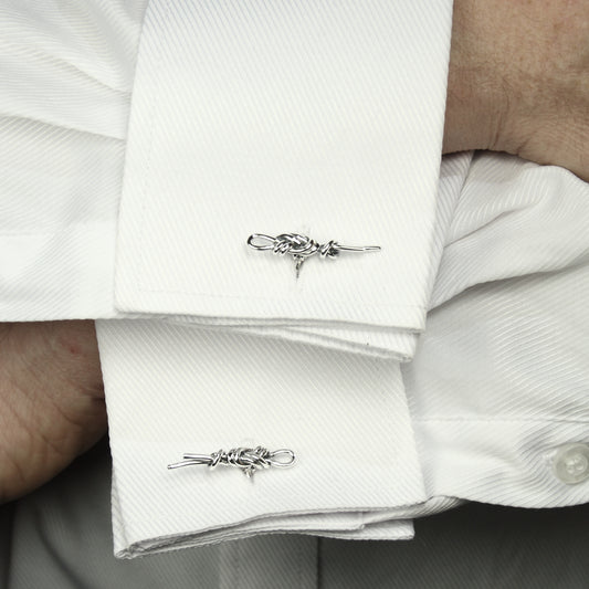 Single Figure 8 Knot cuff link Pair - Sterling Silver