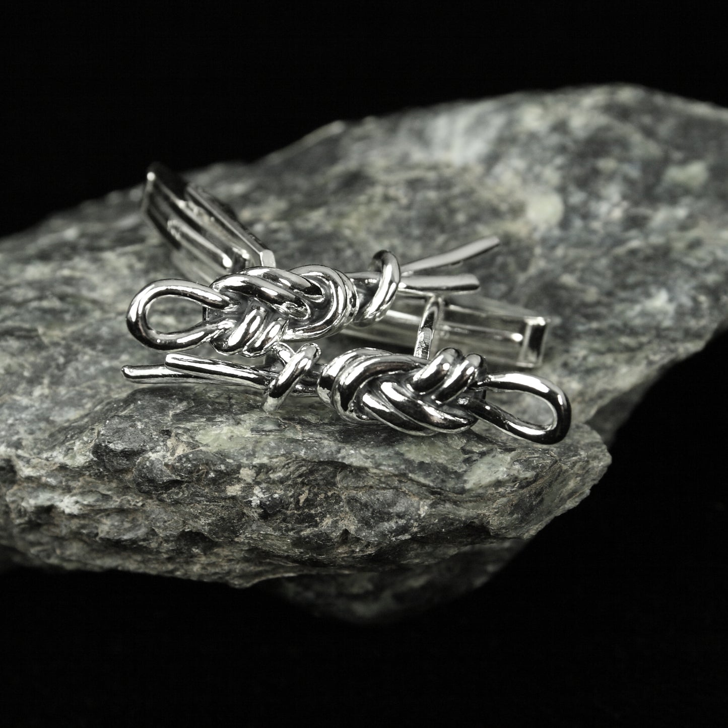 Single Figure 8 Knot cuff link Pair - Sterling Silver