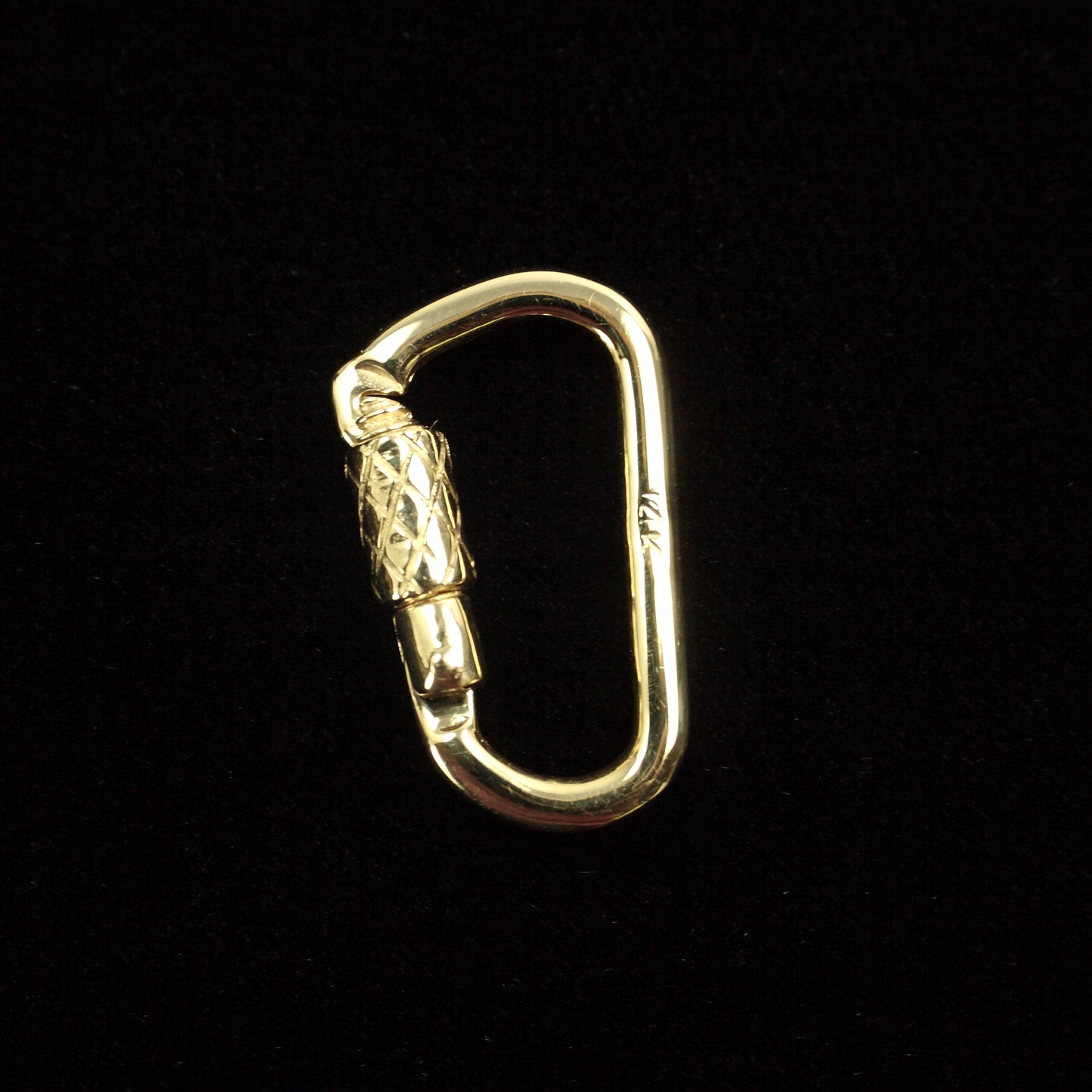 functional miniature carabiner lock solid 14k yellow gold closed