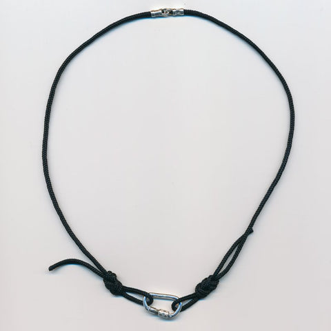 Carabiner and Nylon Figure 8 Knot Necklace - Handmade in sterling silver