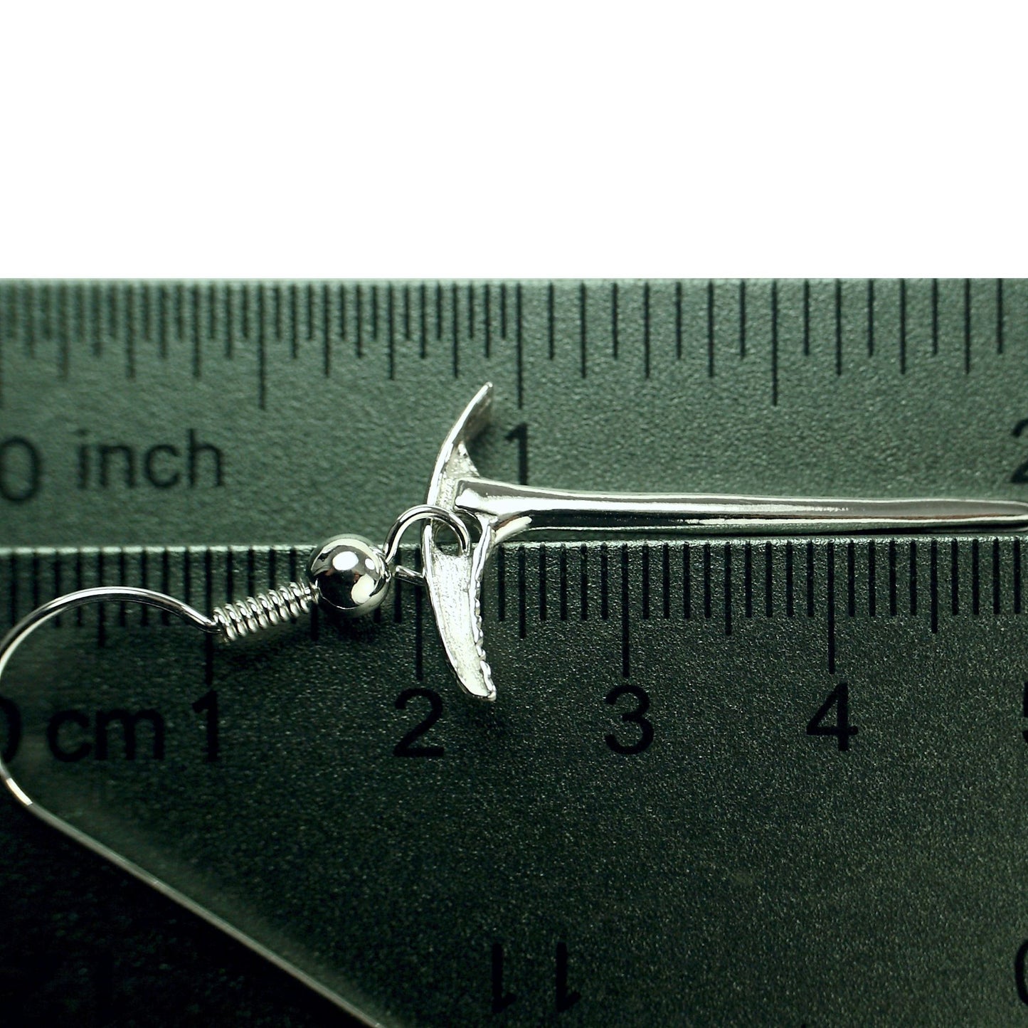 sterling silver miniature ice axe dangle earring pair - Earring dimensions