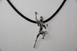 Climbing Guy Necklace - Sterling Silver Pendant on Nylon Cord