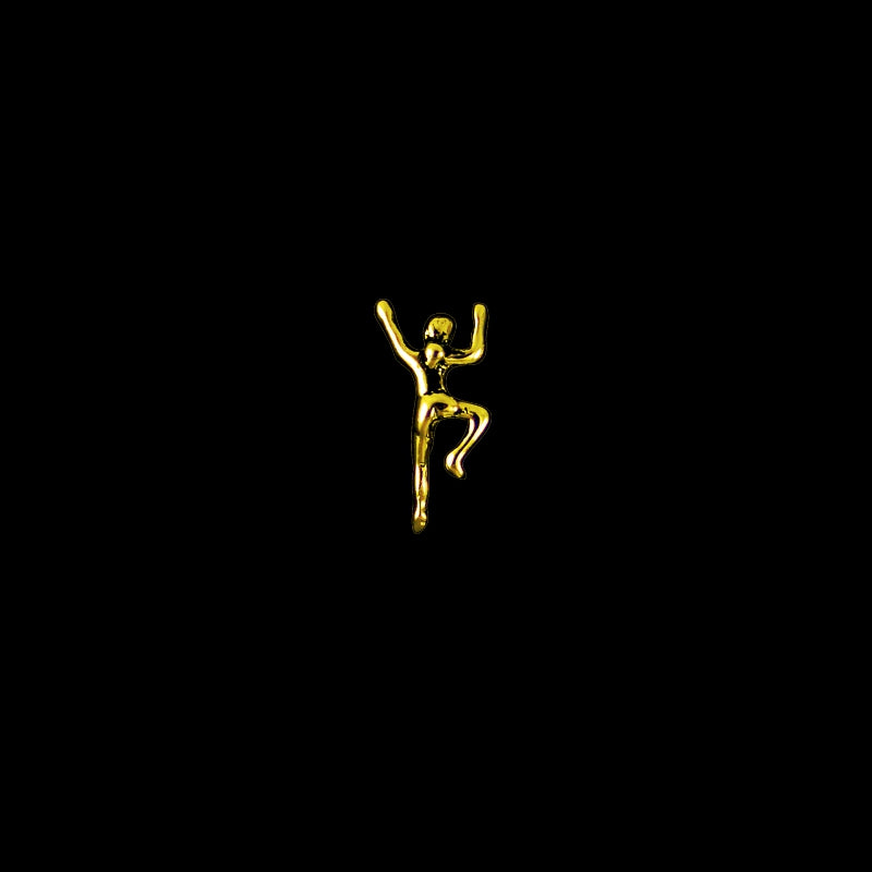 Climbing Girl Earring Single - 14K Yellow Gold and Sterling Silver - Rock Climbing Jewelry