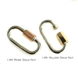 20 mm quick link mixed metal lock carabiner 14k yellow gold nut