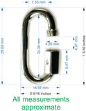 29-mm Sterling-Quick-Link-Carabiner-Lock- With-14k-Yellow-Gold-Nut-Measurments