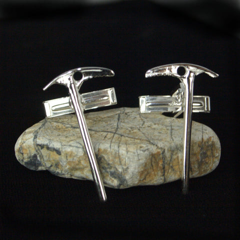 32 mm Mountaineering Ice Axe Cuff Link Pair - Handmade in sterling silver