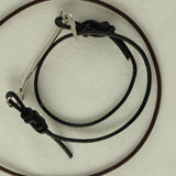 Ice Tool Ice Ax Knotted Leather Cord Bracelet - Handmade in sterling silver - Detail