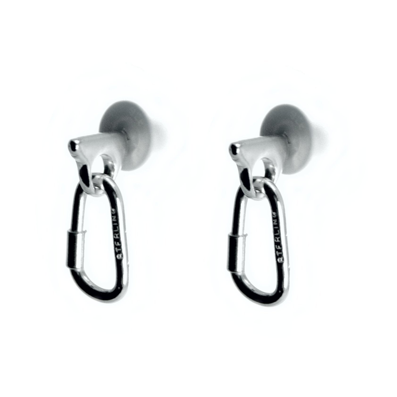 Piton with Carabiner Post Earrings - Handmade in sterling silver