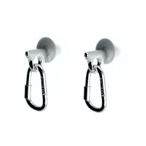 Piton with Carabiner Post Earrings - Handmade in sterling silver