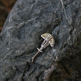 Functional Climbing Cam Pendant Handmade in sterling silver - Rock background