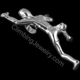Climbing Guy Figure Pendant for cord necklace - Handmade in sterling silver