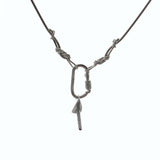 Climbing Rope Chain Necklace with Carabiner Clasp - Handmade in sterling silver and Ice Screw Pendant