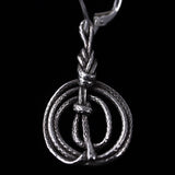 Climbing rope flat coil earring in solid sterling silver - Closeup
