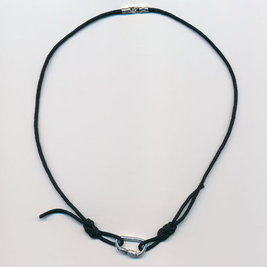 Carabiner and Nylon Figure 8 Knot Necklace - Handmade in sterling silver