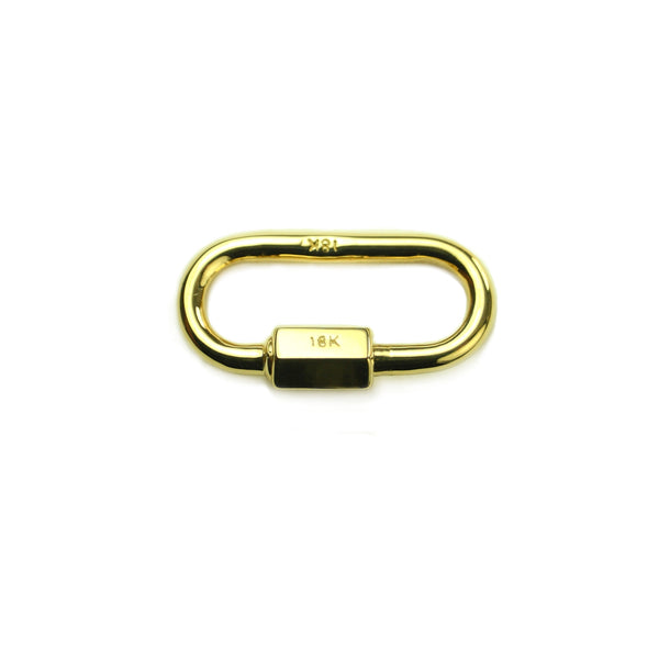 18k Soild Yellow Gold Carabiner Lock,18k Gold Carabiner Jewelry,plain Solid Gold  Carabiner Lock, Oval Gold Carabiner Lock,gift for Mother 