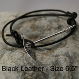ice axe sterling silver bracelet black leather Size  6.5 inch