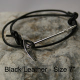 ice axe sterling silver bracelet black leather Size  7 inch