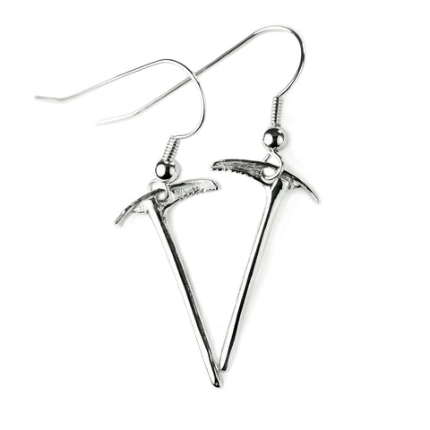 sterling silver miniature ice axe dangle earring pair main