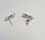 sterling silver pirana style descender post earring pair - side view showing posts